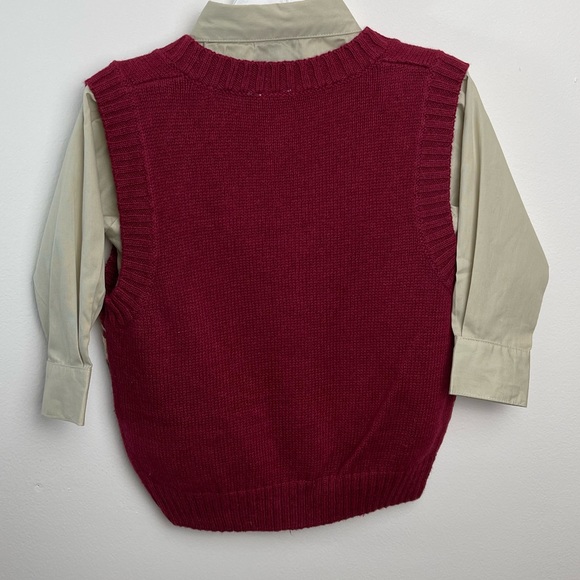 Okie Dokie Boys 2 pc Set Sweater Vest & Button Down Shirt Size 3T Holiday Outfit - Picture 3 of 6